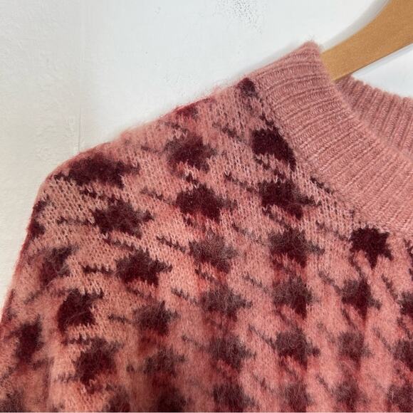 Pinch Pink Red Houndstooth Oversized Sweater Size Large NWT - Picture 3 of 13